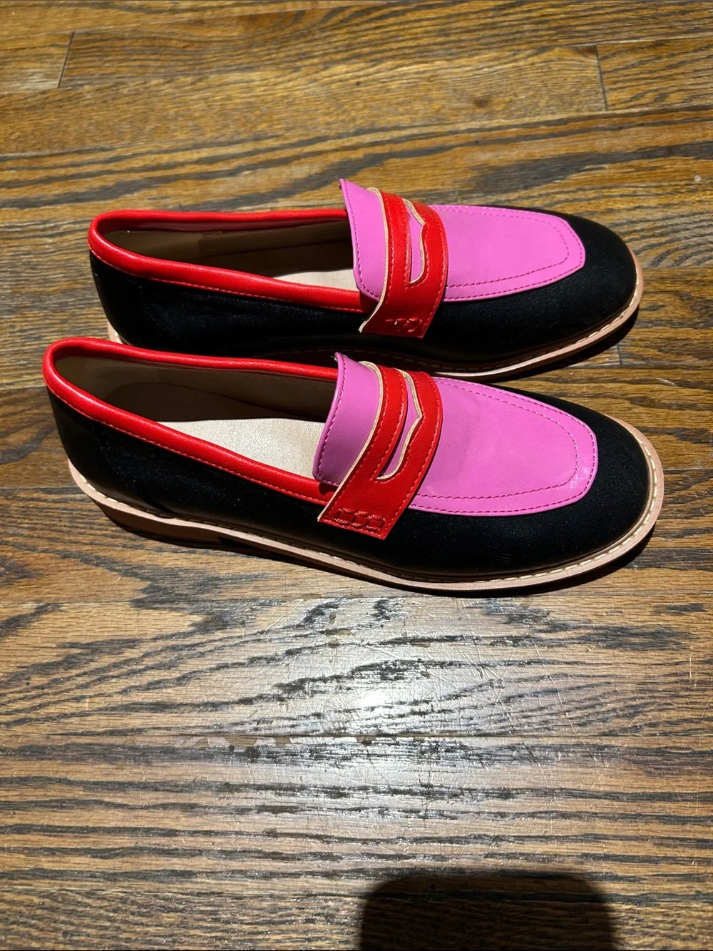 Women’s Two-Tone Pink and Black Penny Loafers size 37